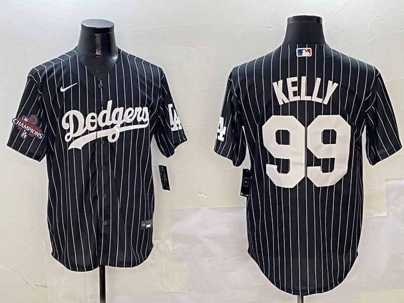 Men Los Angeles Dodgers #99 Kelly Black Stripe Jointly Name 2025 Nike MLB Jersey style 2->los angeles dodgers->MLB Jersey